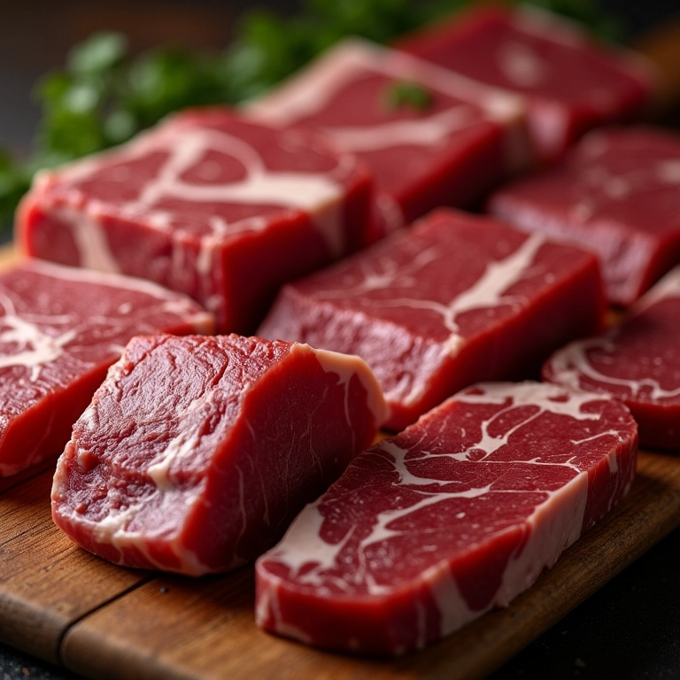 Seleção de cortes de carne bovina para estrogonofe.