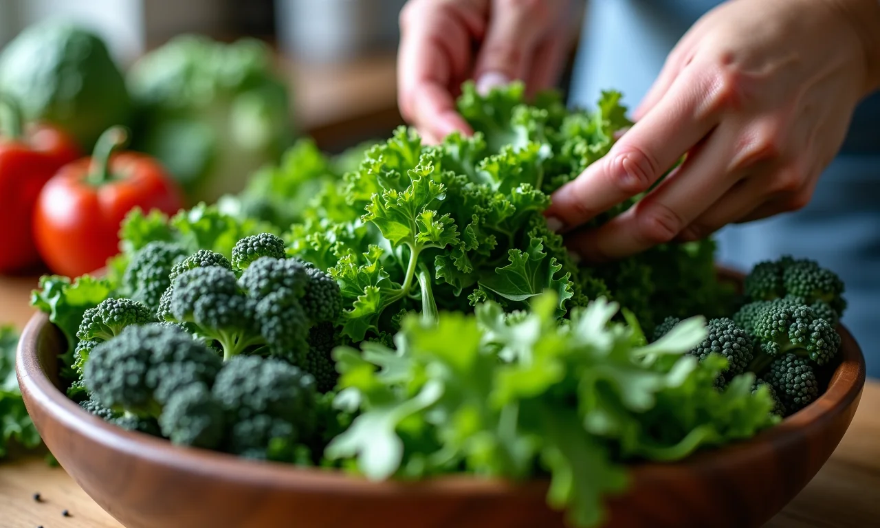 Seleção de folhas frescas e variadas para a base da salada.