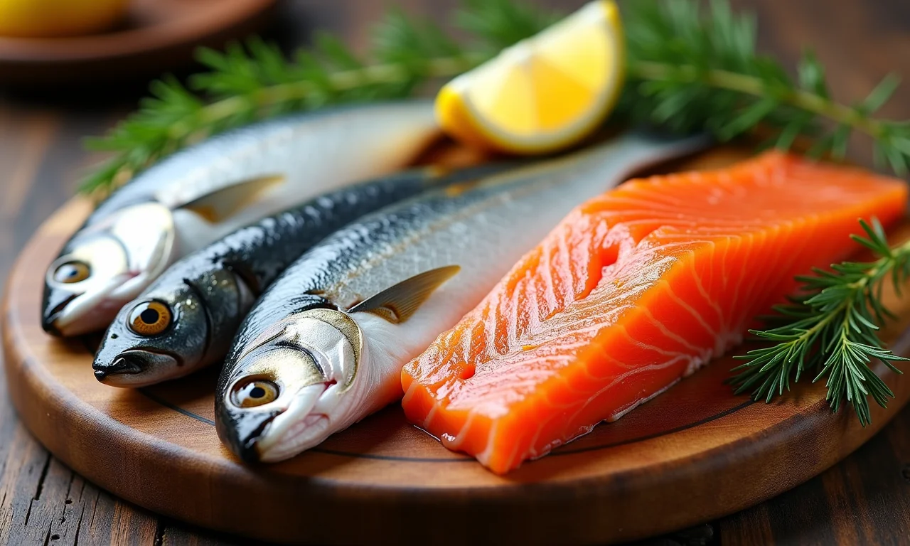 Seleção de peixes defumados: hadoque, cavala, salmão.