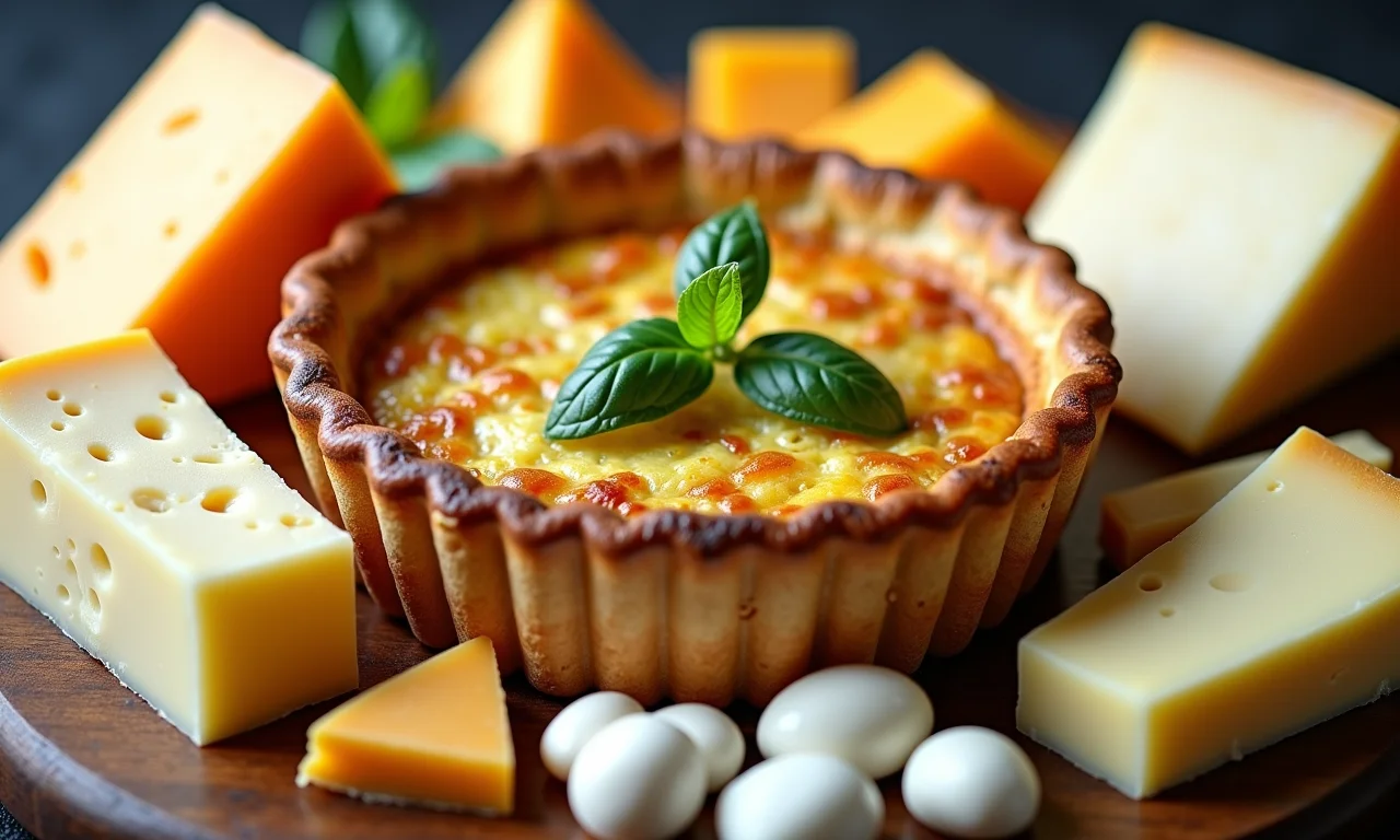 Seleção de queijos para quiche.
