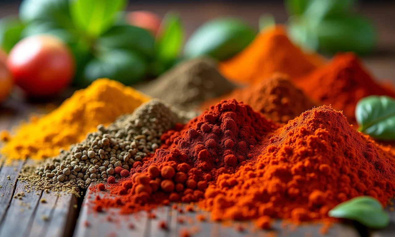 Seleção de temperos brasileiros para frango assado: coloridos e vibrantes.