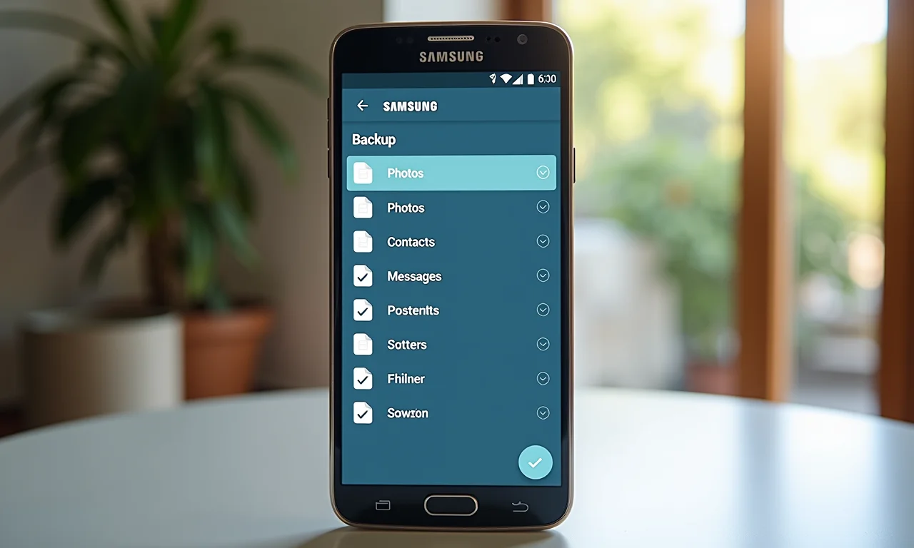 Selecionando dados importantes para backup no Samsung J5.
