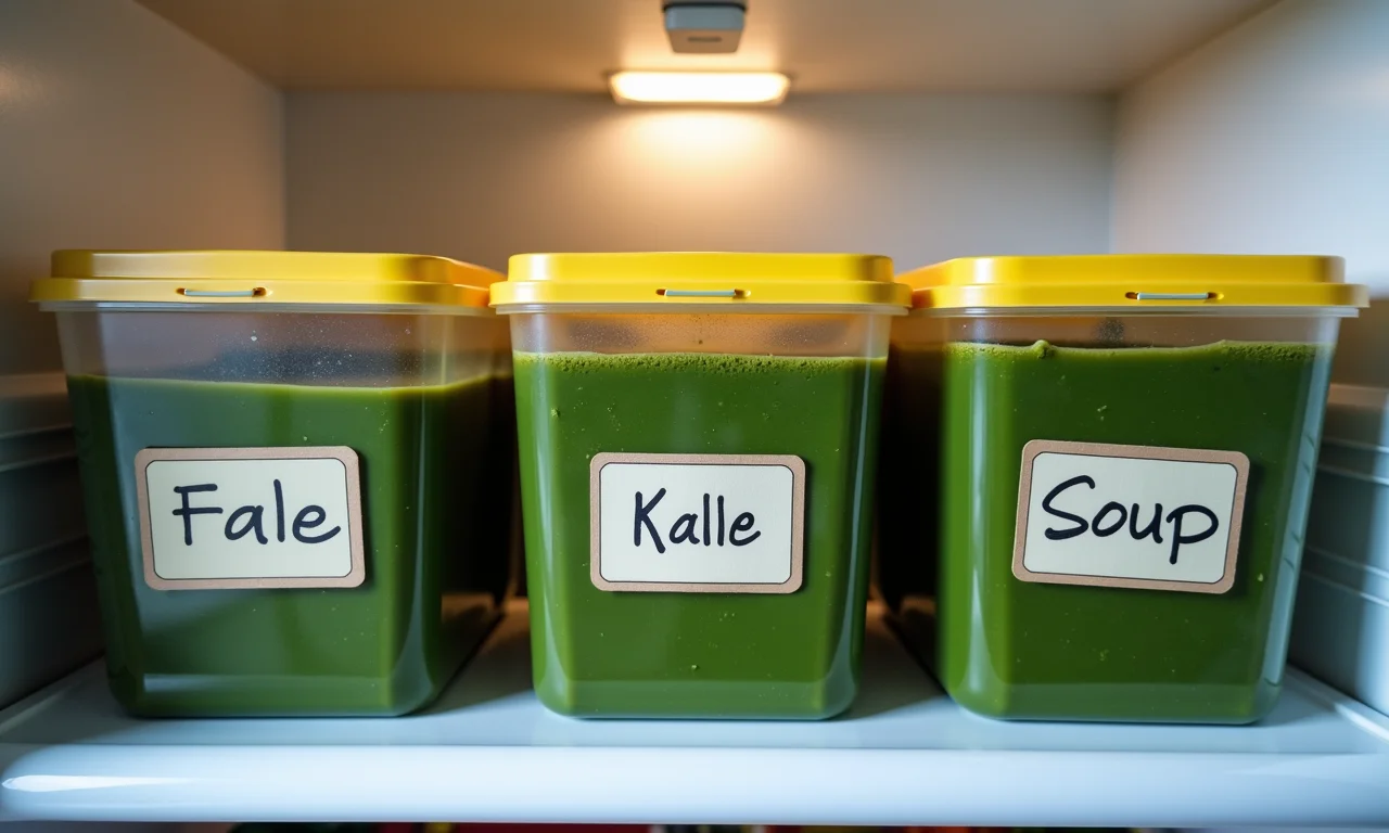 Sopa de couve congelada em potes organizados