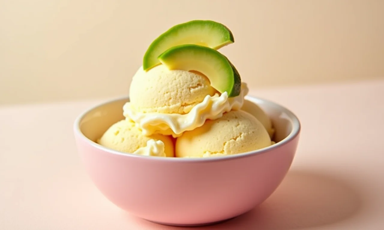 Sorvete de guapeva com fatias da fruta.