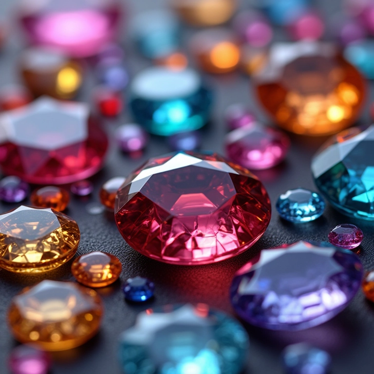 Strass coloridos de diversos tamanhos.