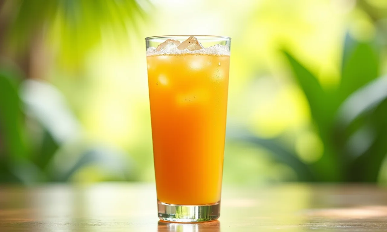 Suco refrescante de cabeludinha com gelo.