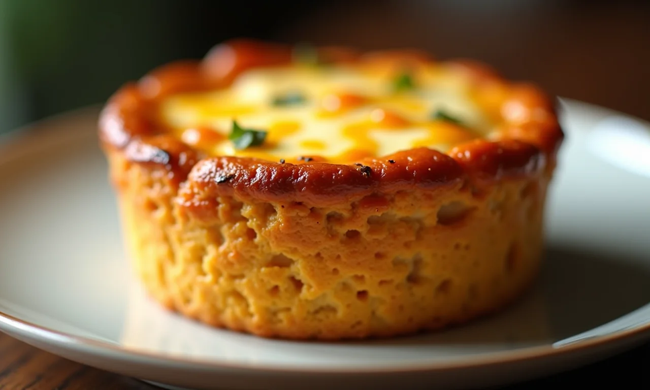 Suflê de cenoura com queijo derretido.