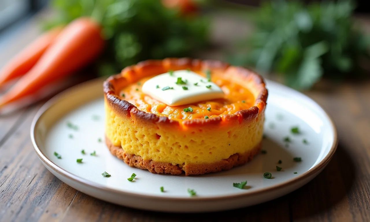 Suflê de cenoura vegano.