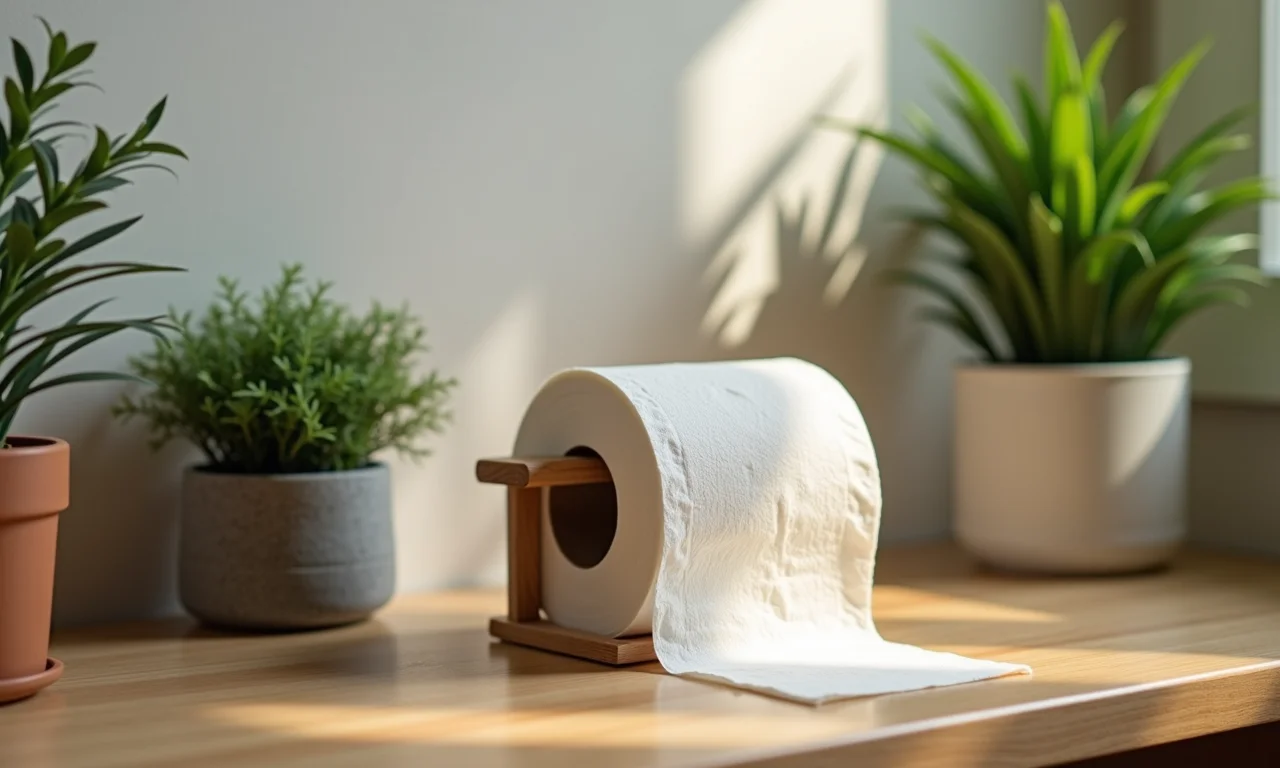 Suporte de celular de rolo de papel higiênico com plantas.