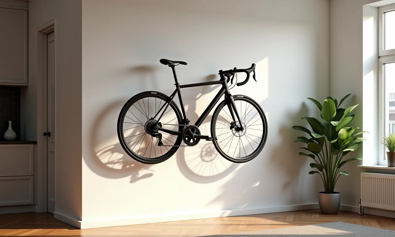 Suporte de parede horizontal Elleven segurando bicicleta de estrada.