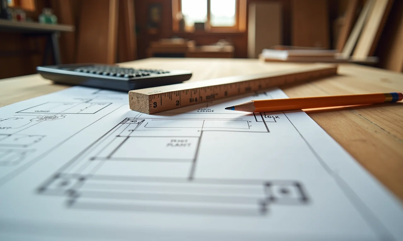 Tabela de medidas para gavetas de MDF com régua e calculadora.