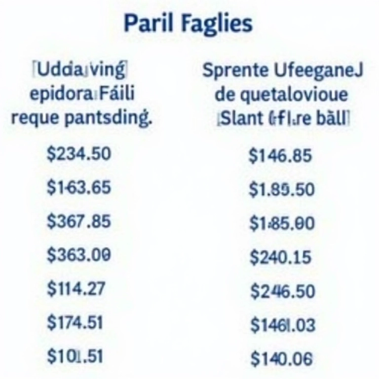 Tabela de preços dos serviços de limpeza, listados de forma clara e profissional.