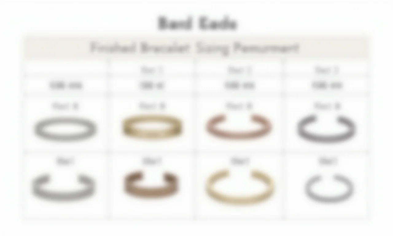 Tabela de tamanhos de pulseiras.