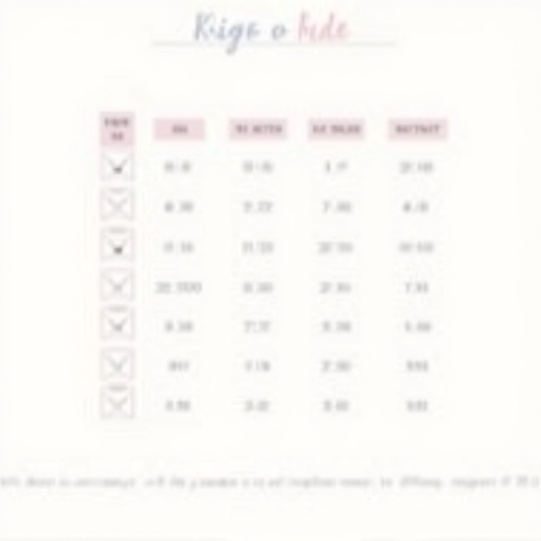 Tabela de tamanhos de tiaras de meia de seda para bebês.