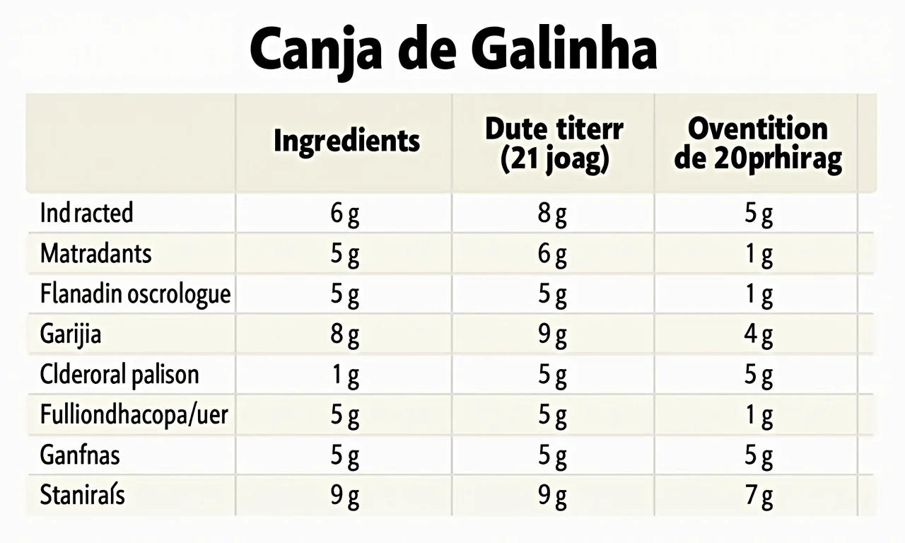 Tabela nutricional da canja de galinha, informações detalhadas.