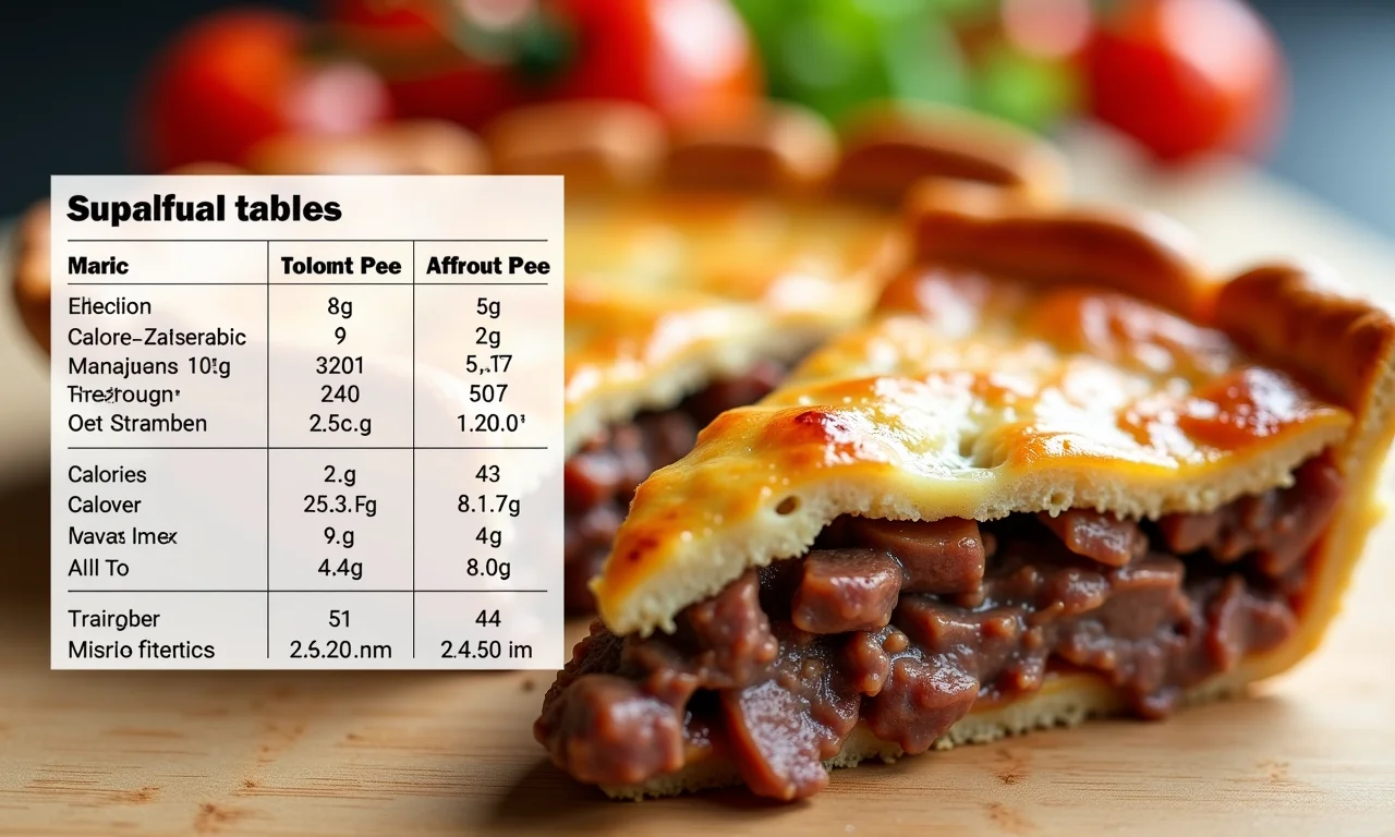 Tabela nutricional da torta de carne.