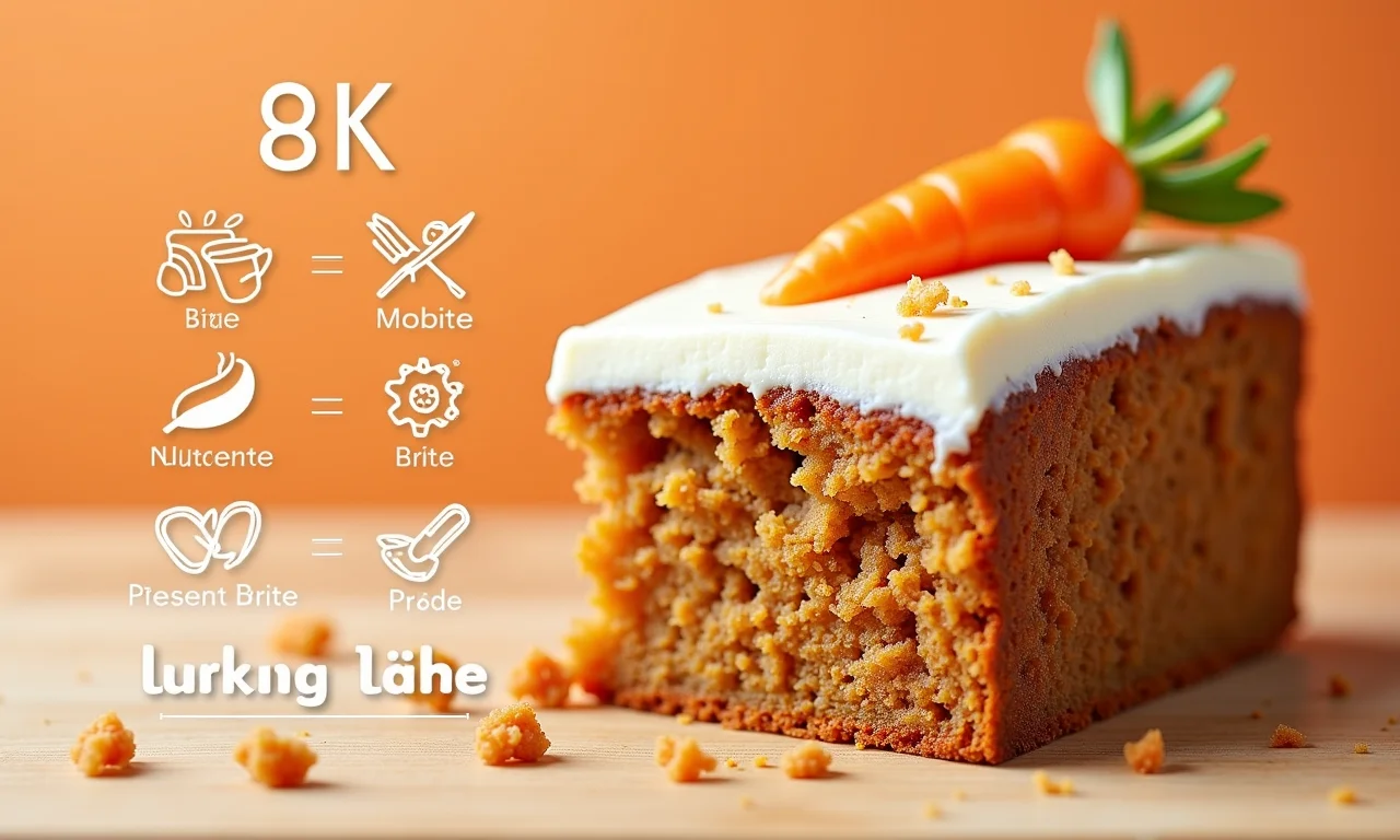 Tabela nutricional de uma fatia de bolo de cenoura.