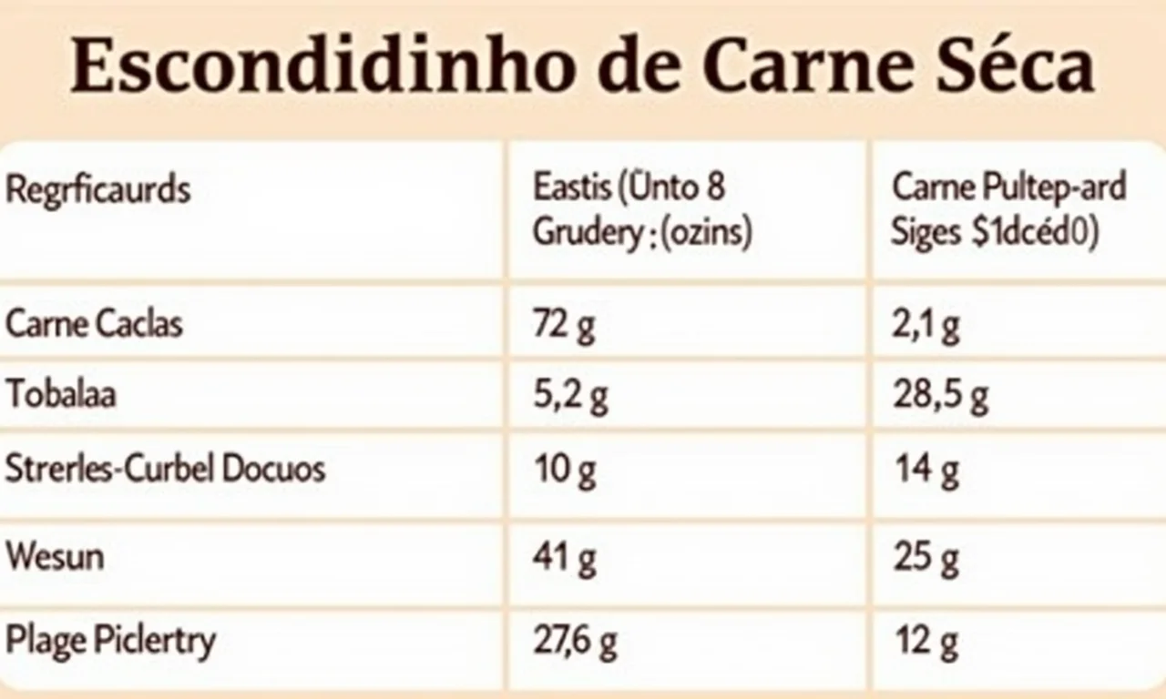 Tabela nutricional do escondidinho.