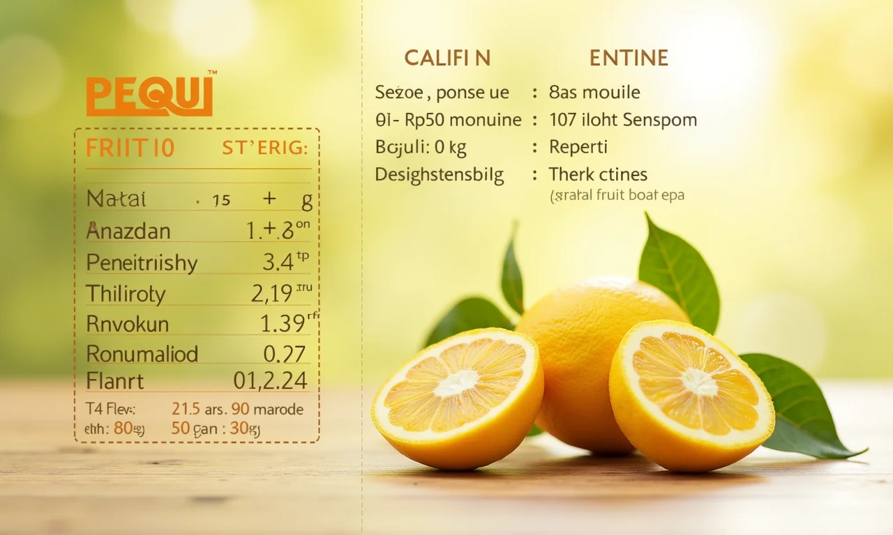 Tabela nutricional do pequi com frutos frescos.