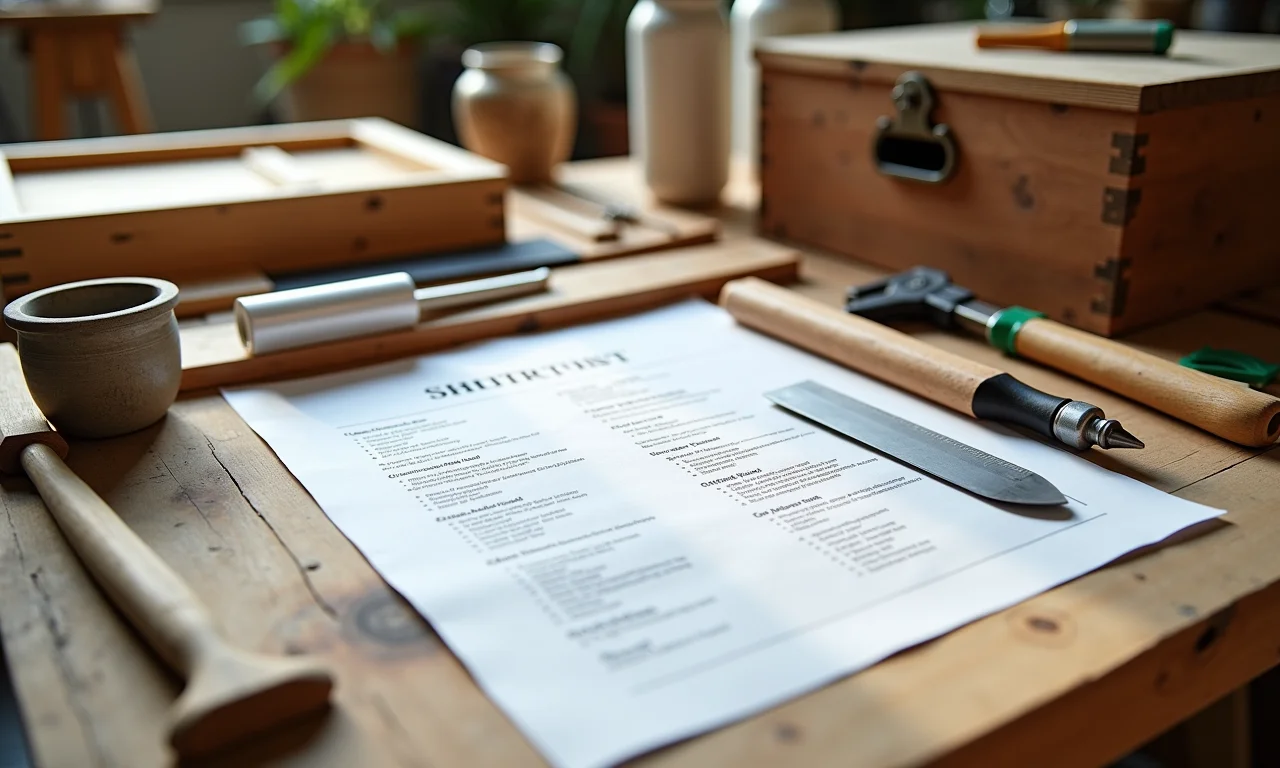 Tabela organizada de materiais e ferramentas para construir um baú.