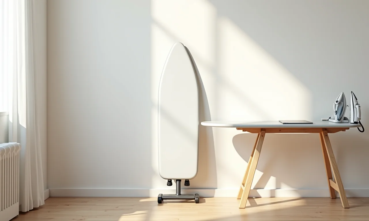 Tábua de passar dobrável para otimizar espaço.