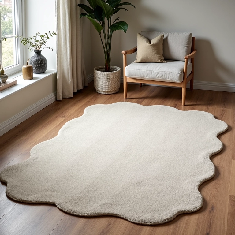 Tapete de lã EuroRoma em sala de estar moderna, com design sustentável.