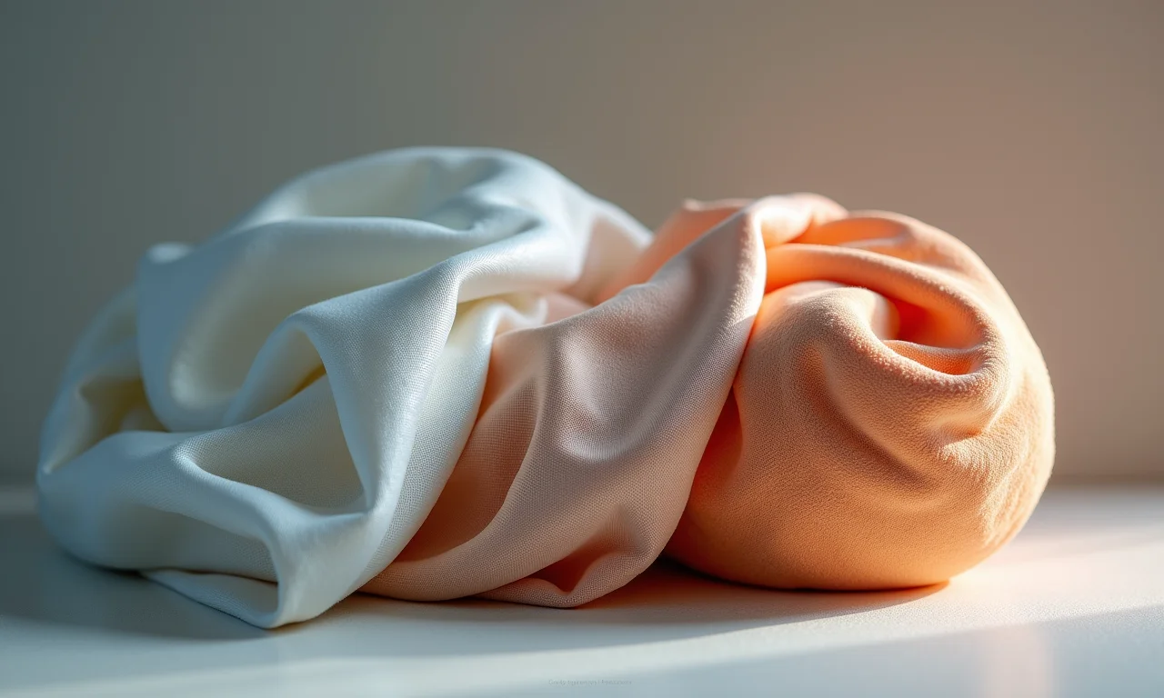 Tecidos respiráveis para envolver a barriga falsa caseira.