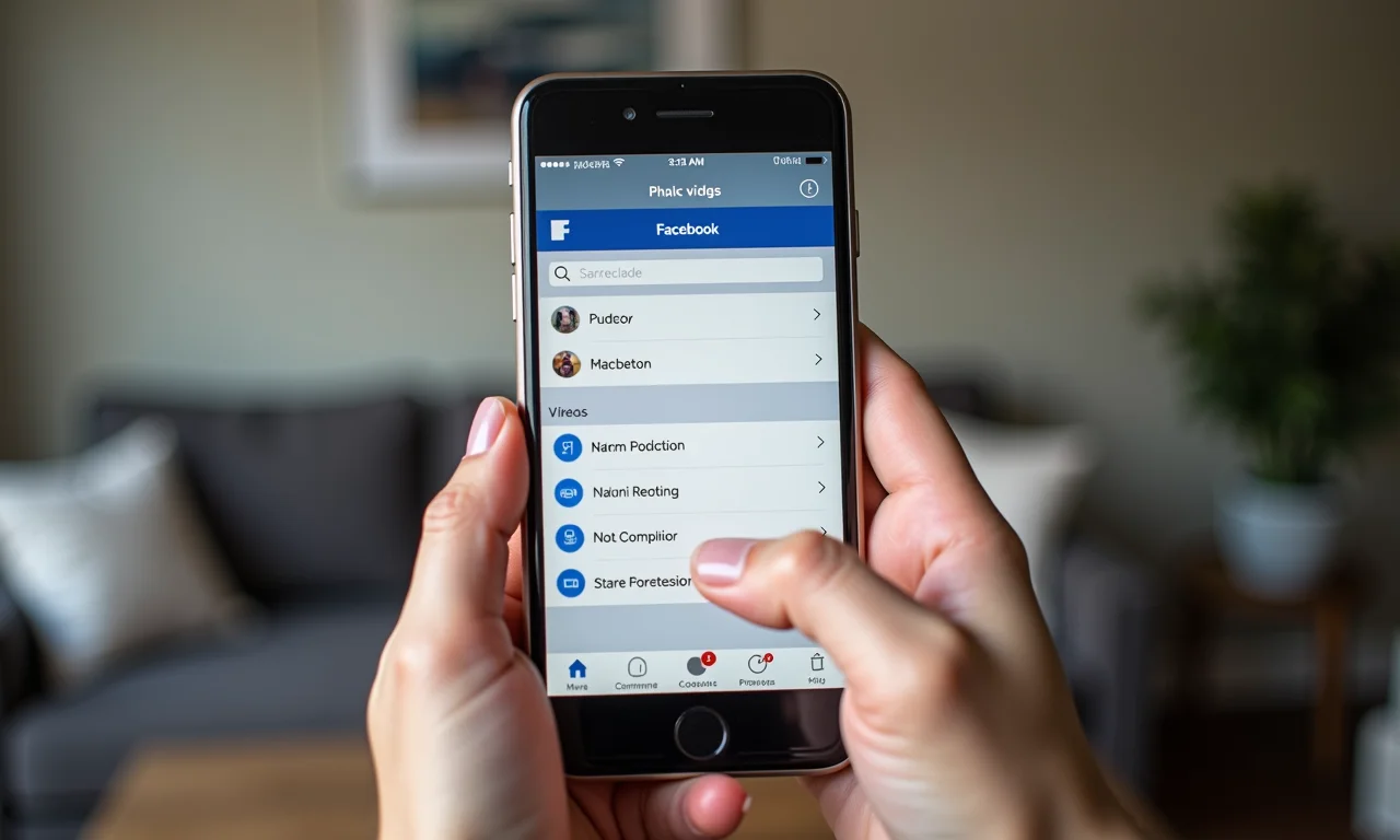 Tela de smartphone mostrando opções para criar vídeos com fotos no Facebook.