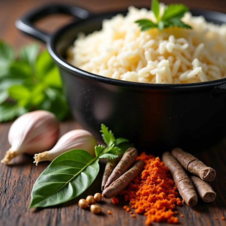 Temperos e ervas para um arroz saboroso.