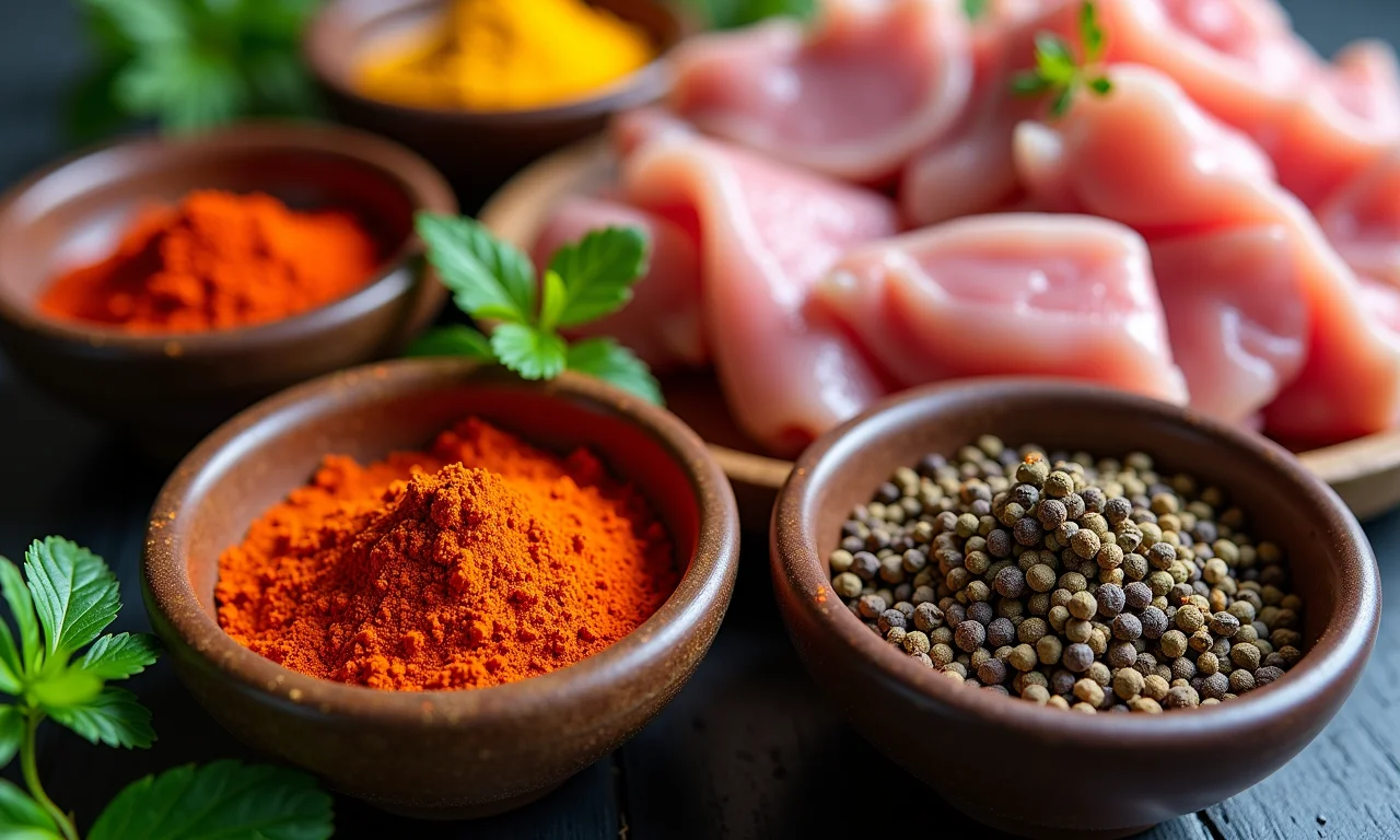 Temperos e especiarias para linguiça de porco.