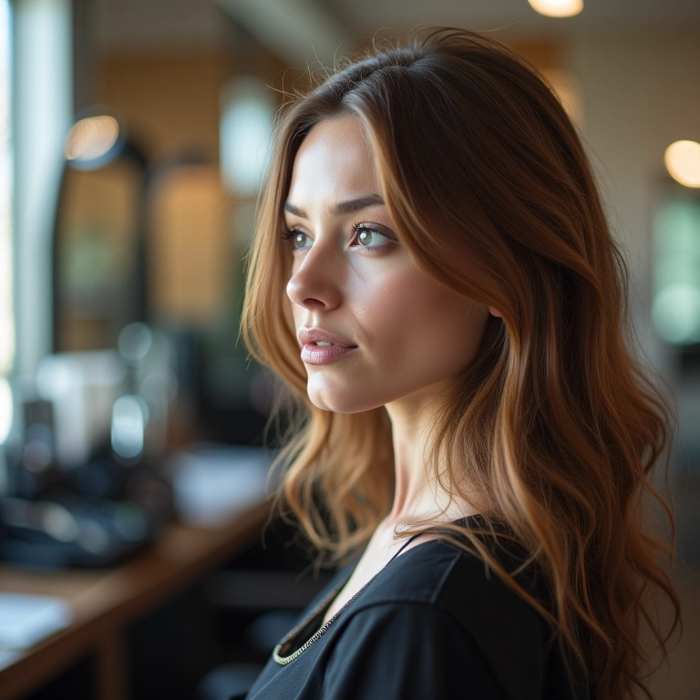 Tempo de espera: mulher aguardando entre descolorações no salão.