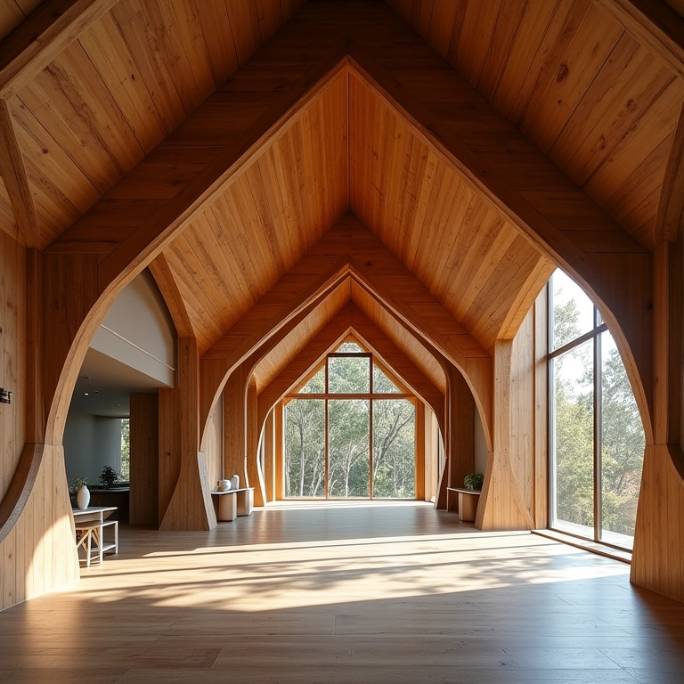 Tesoura de madeira Mansarda com geometria complexa.