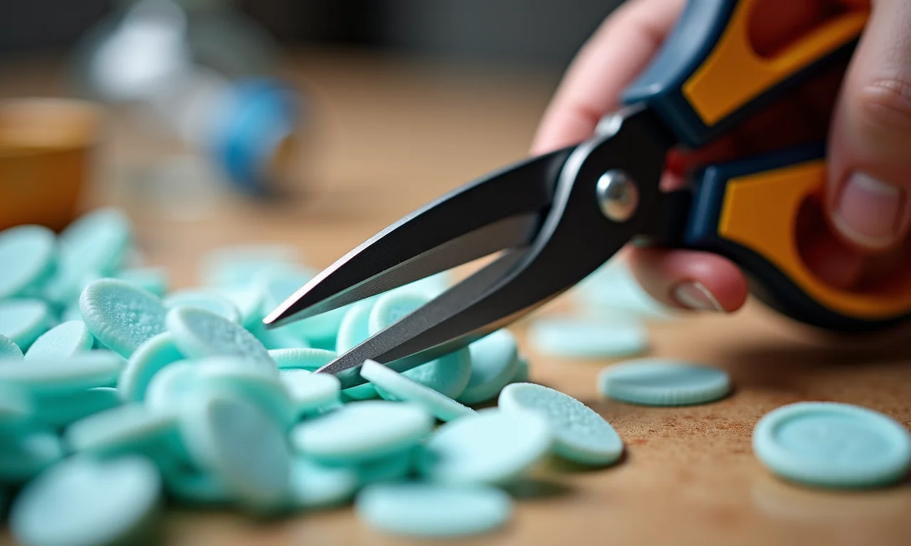 Tesoura Mundial cortando garrafas PET para artesanato.