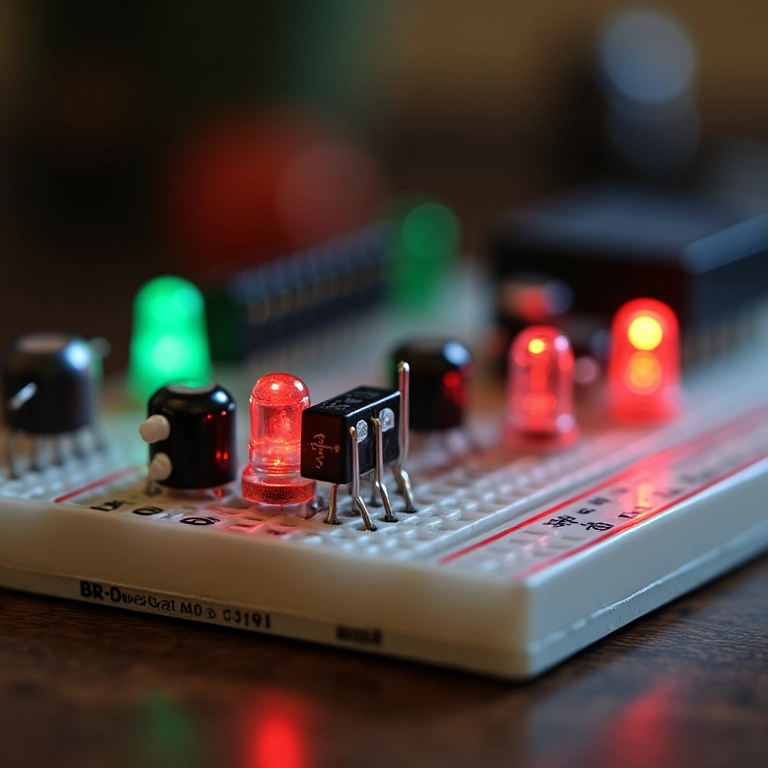 Testando diferentes LEDs em uma chave de polaridade caseira.
