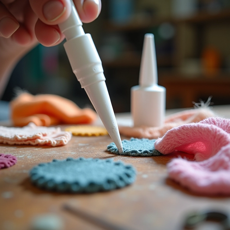 Teste de colas para unir retalhos em vez de costura.