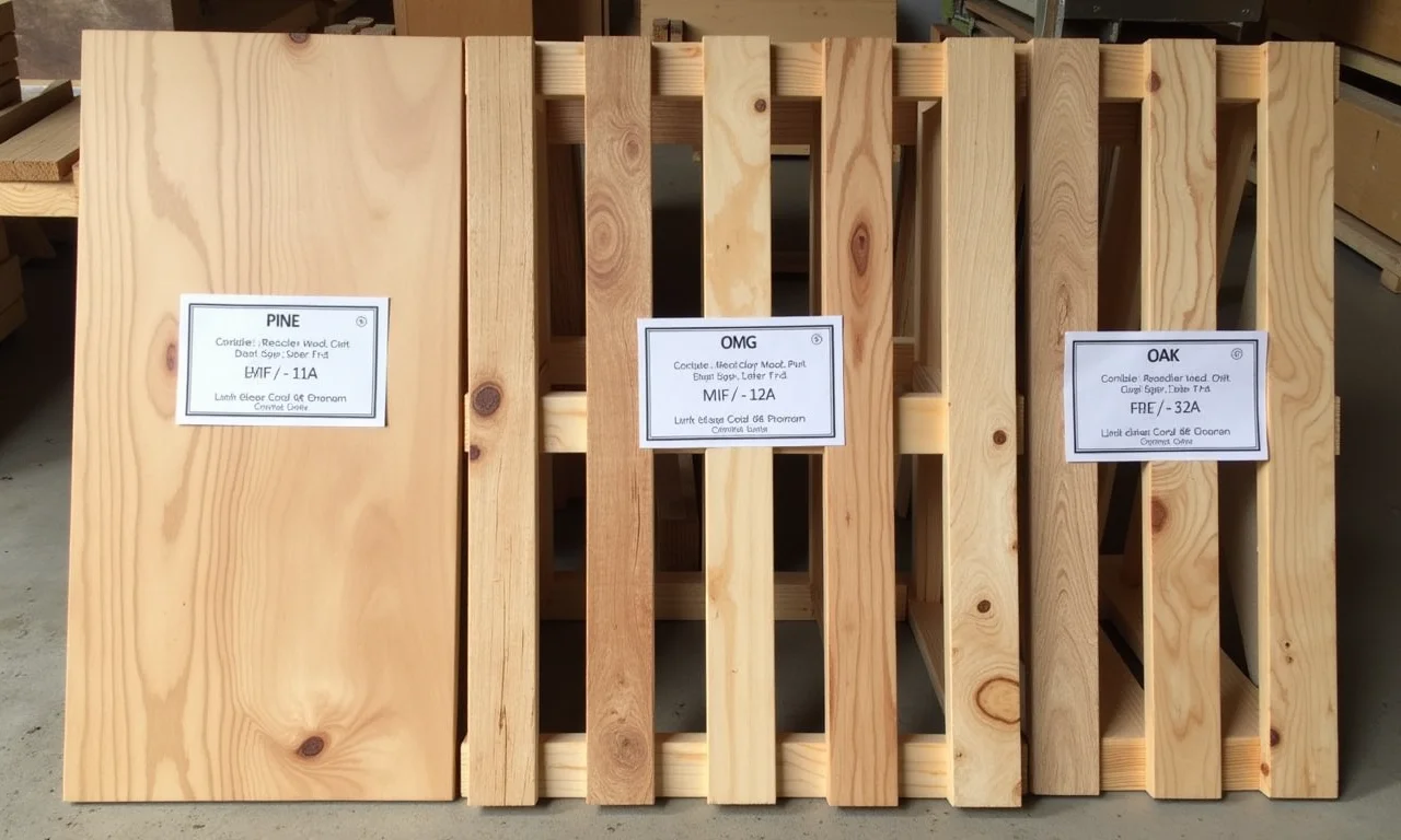 Tipos de madeira para baú: pinho, carvalho, palete.