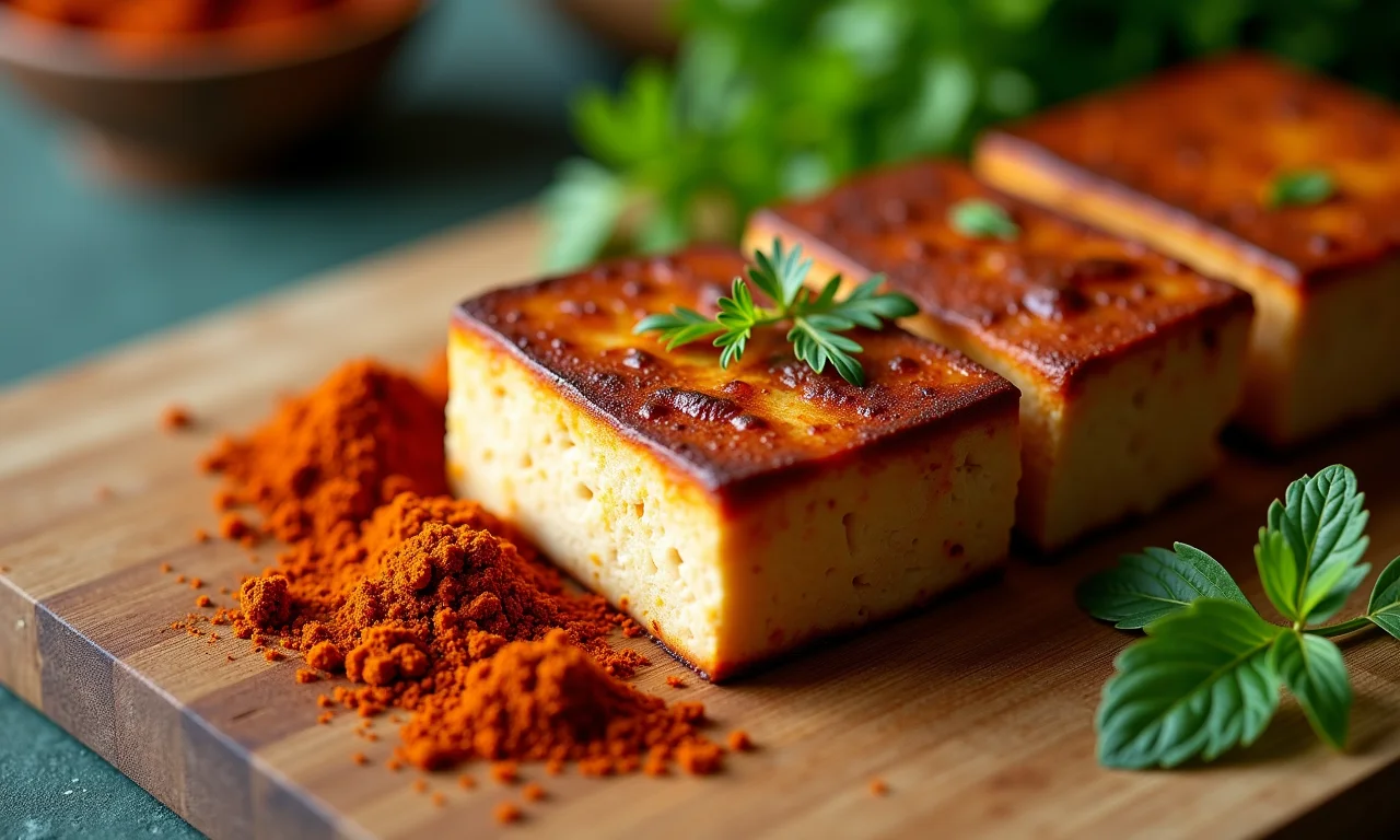 Tofu defumado caseiro, ingrediente vegano para feijoada.