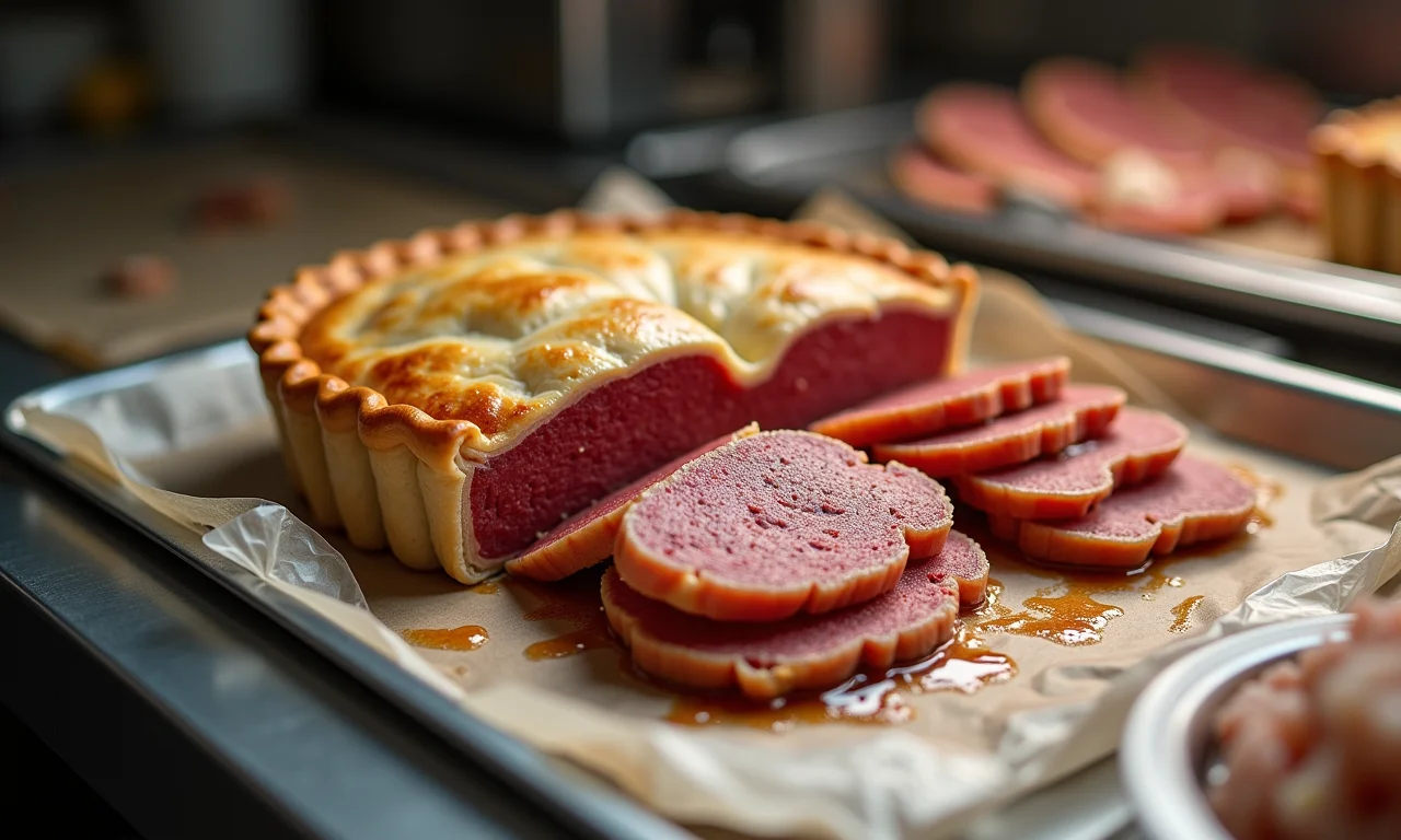 Torta de carne congelada corretamente.