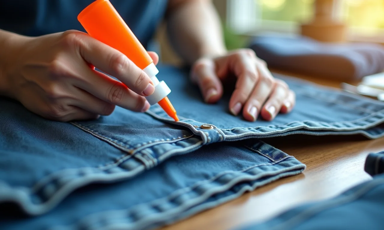 Usando cola para tecido em vez de costurar.