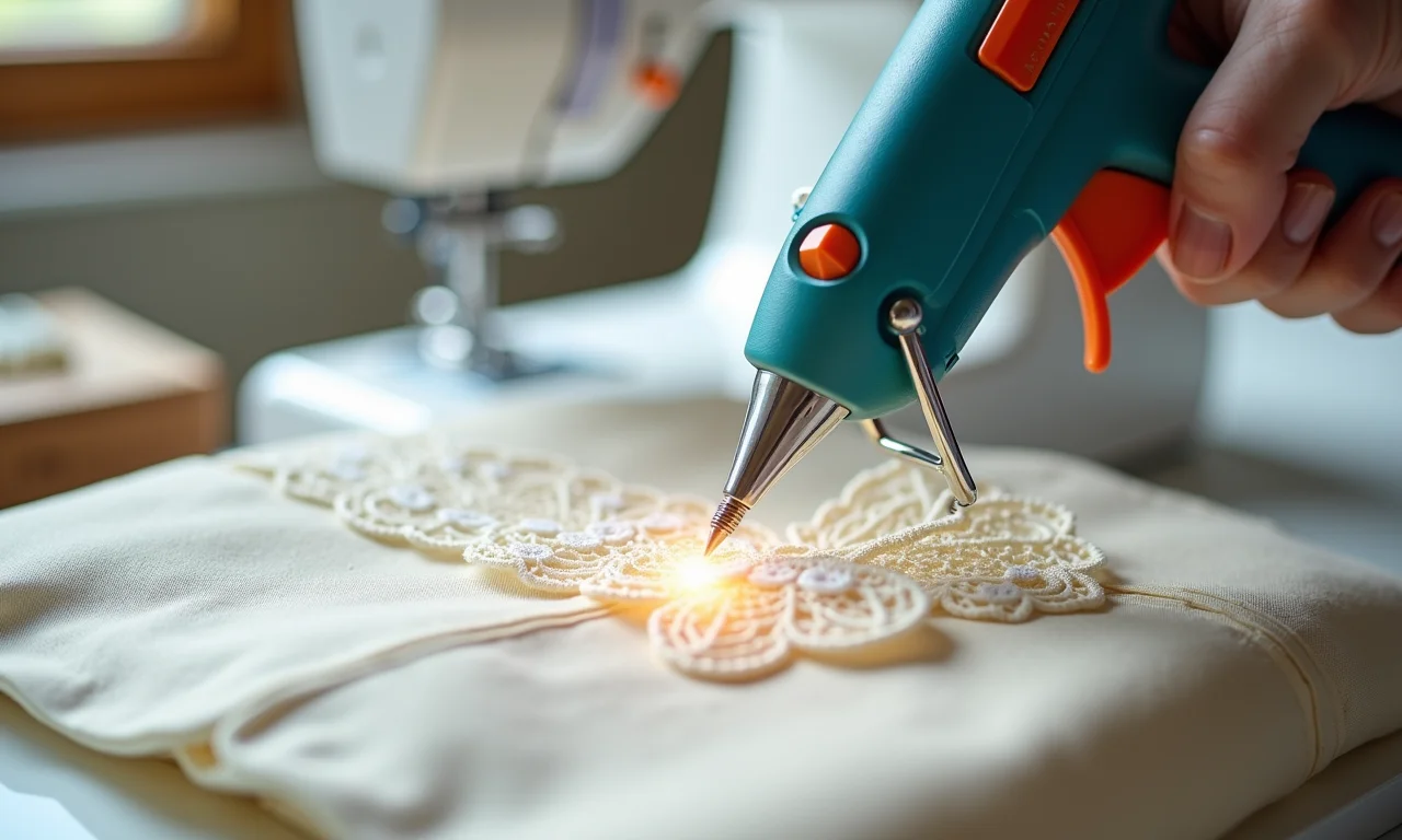 Usar cola quente em vez de costura em vestido de Festa Junina infantil.