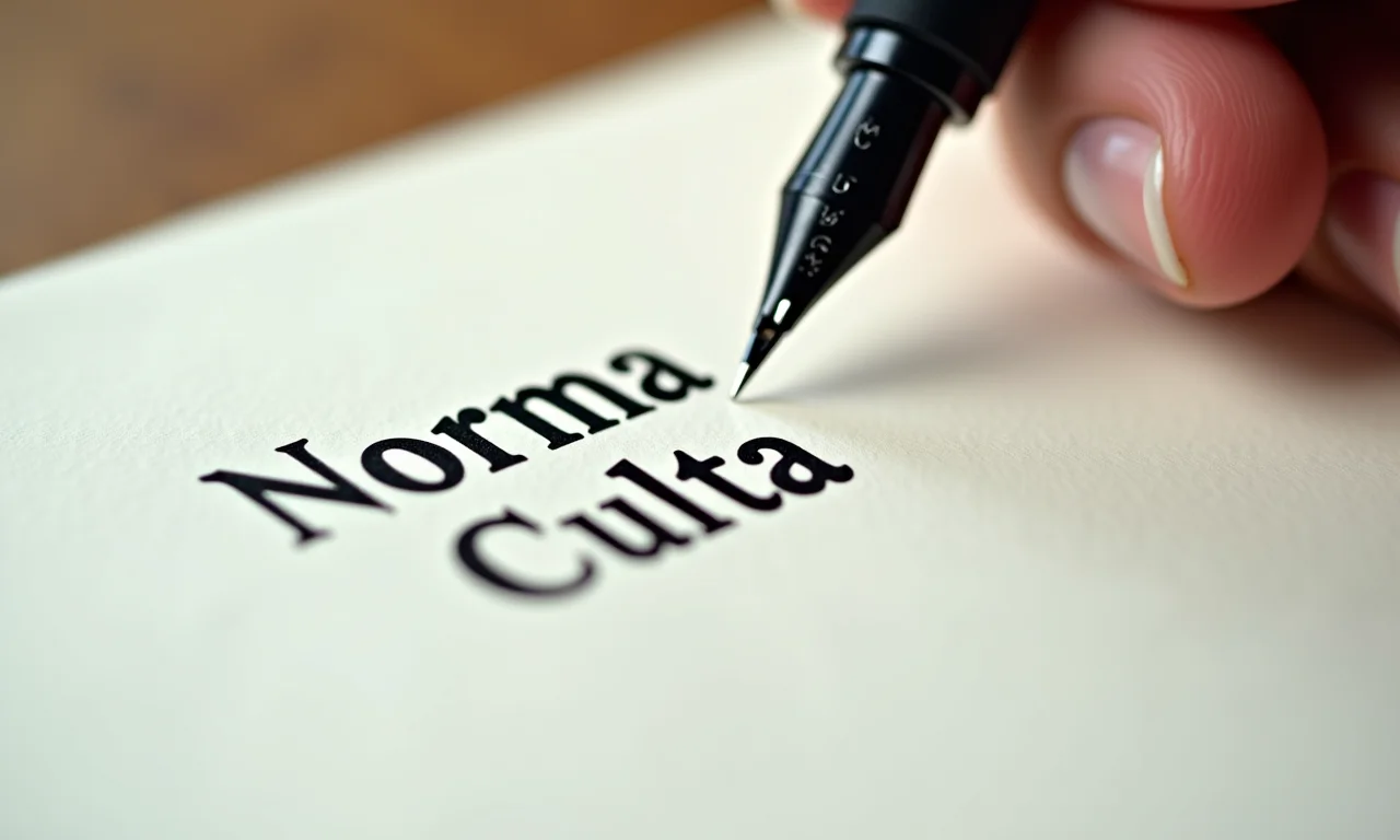 Uso da norma culta da língua portuguesa na escrita de um texto dissertativo.