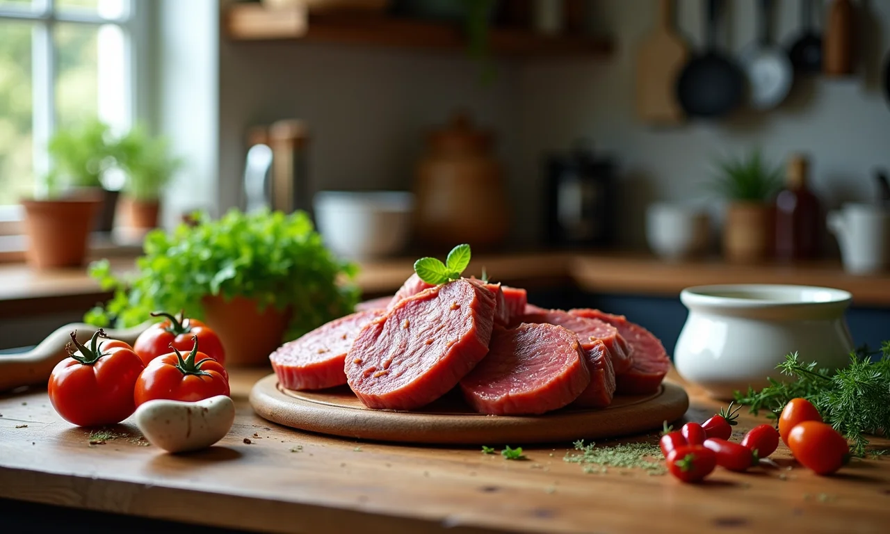 Utensílios e ingredientes para fazer carne de panela.