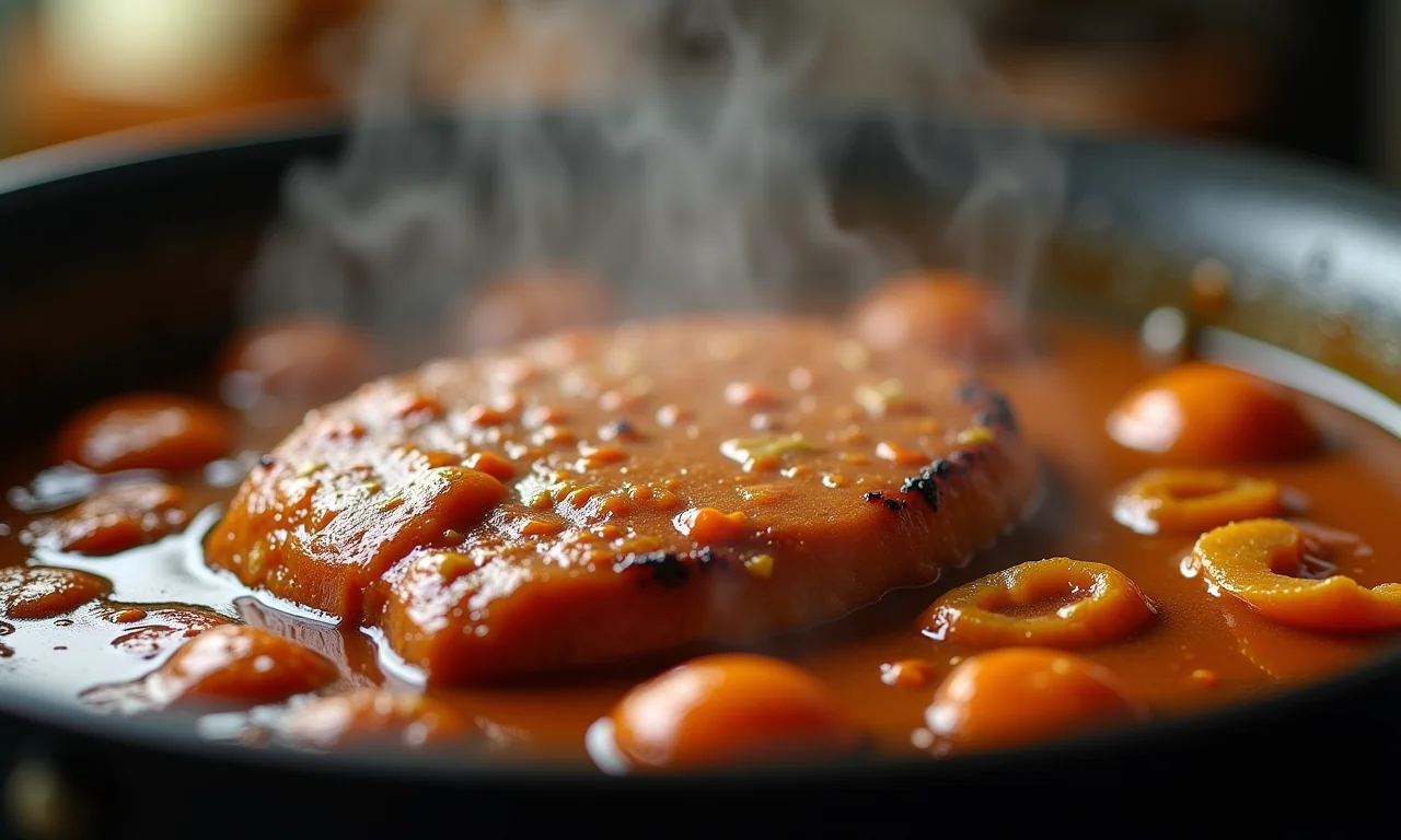 Vaca atolada caseira com mandioca desmanchando, pronta para servir.