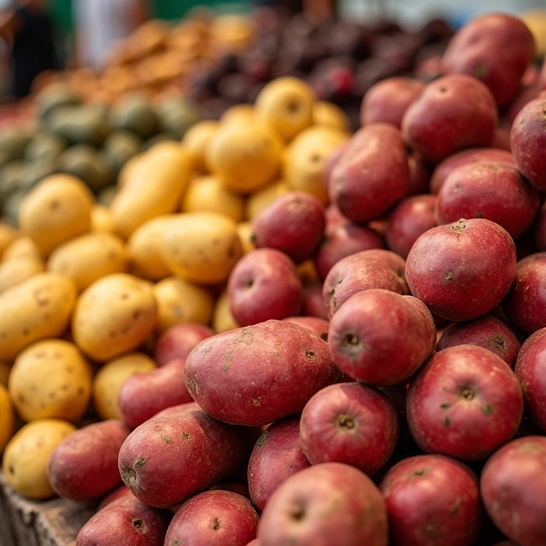 Variedade de batatas cruas ideais para assar na churrasqueira.