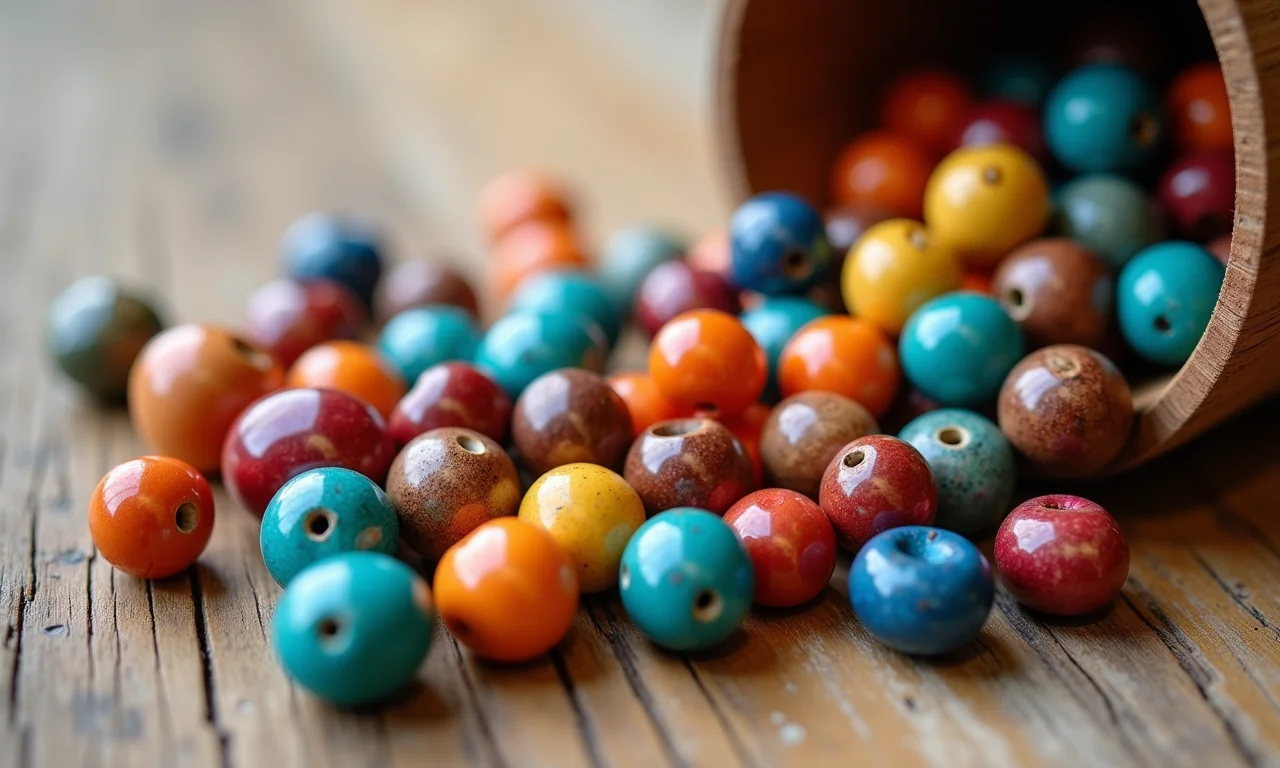 Variedade de miçangas coloridas para pulseiras.