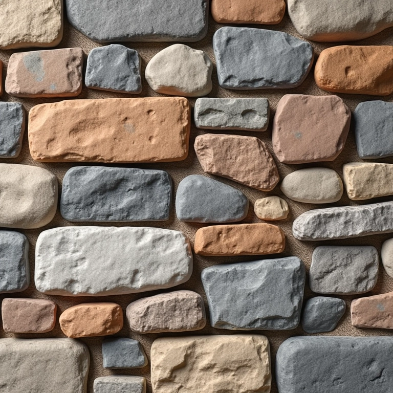 Variedade de pedras para parede, mostrando diferentes texturas e cores ideais para revestimento.
