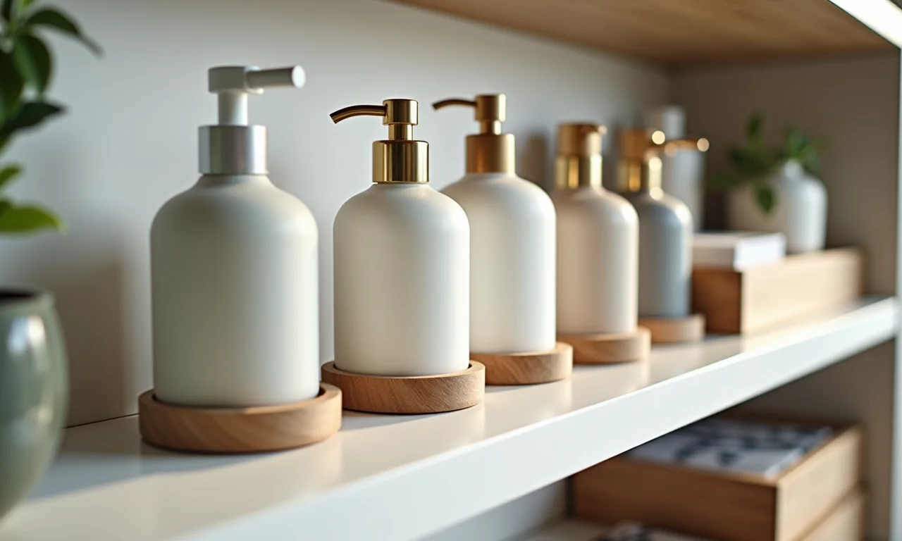 Variedade de porta shampoos prontos à venda.