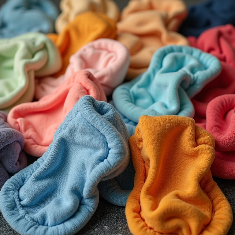 Variedade de tecidos macios e coloridos para joelheiras de bebê.