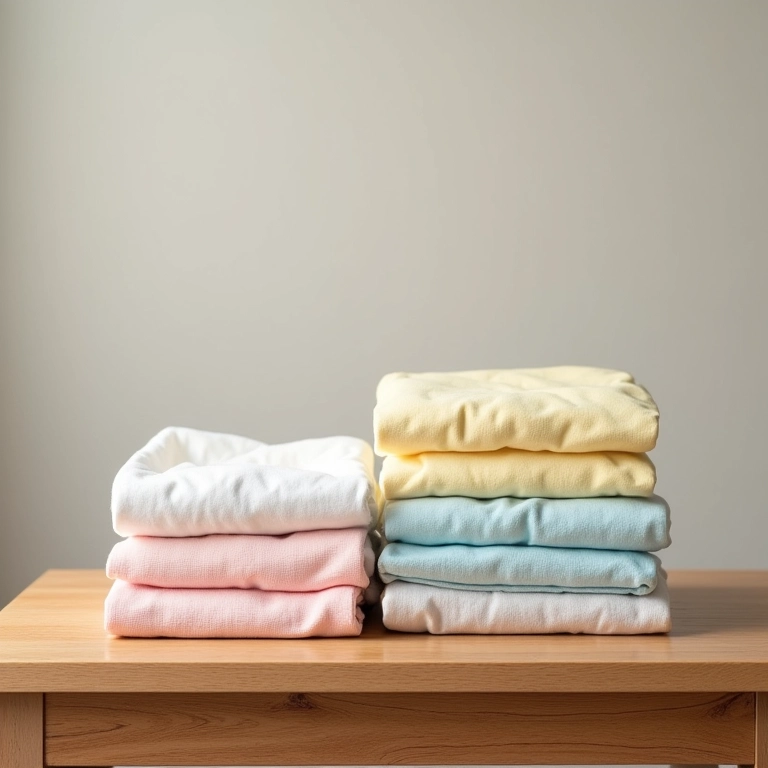 Variedade de tecidos macios e coloridos para roupas de bebê.