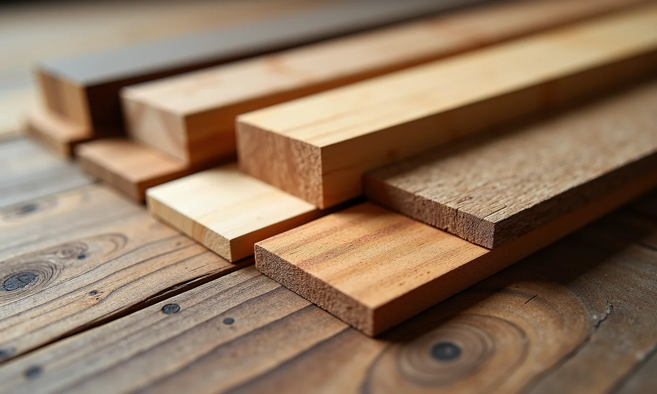 Variedade de tipos de madeira ideais para a construção de mezaninos.